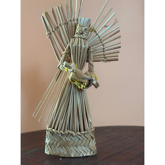 Vintage Boho Christmas Rattan Angels with Instruments Set of 4 - Picture 14 of 16